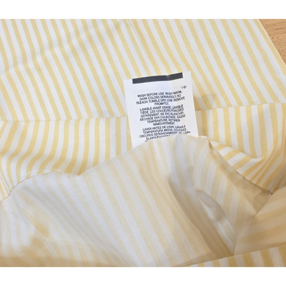 VTG Wamsutta Yellow White Ticking Stripe Twin Sheet Set Flat Fitted Pillowcase - Picture 8 of 9